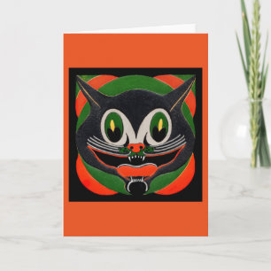 Schwarze Katze mit enormem Lächeln Karte