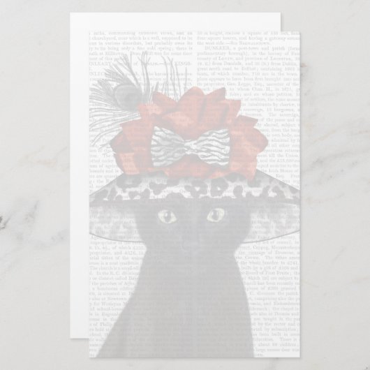 Schwarze Katze mit Fabelhut Briefpapier (Vorne/Hinten)