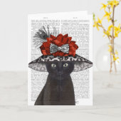 Schwarze Katze mit Fabelhut Karte (Gelbe Blume)