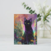 Schwarze Katze mit Feenflügeln Postkarte (Stehend Vorderseite)
