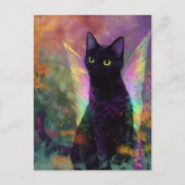 Schwarze Katze mit Feenflügeln Postkarte (Vorderseite)