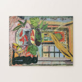 Schwarze Katze mit Fischschale Puzzle (Horizontal)