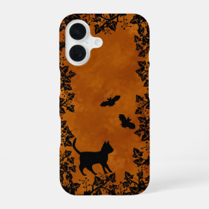 Schwarze Katze mit Fledermaus iPhone 16 Hülle