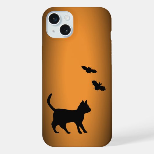 Schwarze Katze mit Fledermaus iPhone Hülle (Rückseite)