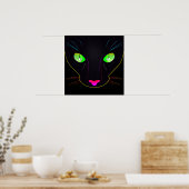 Schwarze Katze mit fluoreszierenden Farben. Poster (Küche)