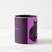 Schwarze Katze mit Fuchsienhintergrund Tasse (Zentrum)