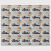 Schwarze Katze mit Garn Geschenkpapier (Flach)