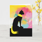 Schwarze Katze mit gelbem Scarf, farbenfrohe Wand Karte (Gelbe Blume)