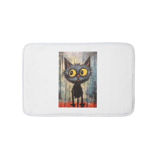 Schwarze Katze mit gelben Augen Badematte (Vorderseite)