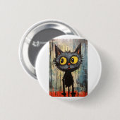 Schwarze Katze mit gelben Augen Button (Vorne & Hinten)