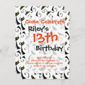 Schwarze Katze mit gelben Augen Halloween-Muster Einladung (Vorne/Hinten)