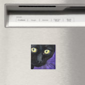 Schwarze Katze mit gelben Augen Illustration Magnet (In Situ (Geschirrspüler))