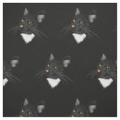 Schwarze Katze mit gelben Augen im Dunkeln Stoff (Muster)