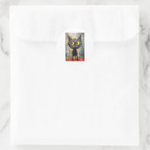 Schwarze Katze mit gelben Augen Runder Aufkleber (Tasche)