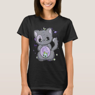 Schwarze Katze mit Glasball für Witchcore Witchy A T-Shirt