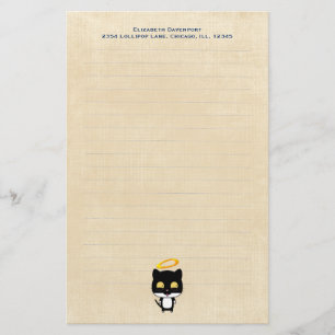 Schwarze Katze mit Golden Halo Niedlich Angel Pers Briefpapier