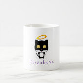 Schwarze Katze mit Golden Halo Niedlich Angel Pers Kaffeetasse (Mittel)