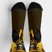 Schwarze Katze mit goldenem Collage auf Golden Bro Socken (Oben)