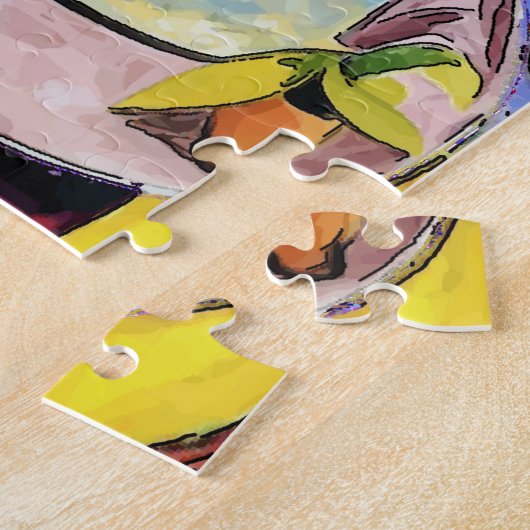 Schwarze Katze mit Goldfisch Puzzle (Seite)