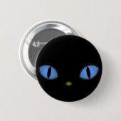 Schwarze Katze mit großen blauen Augen Button (Vorne & Hinten)
