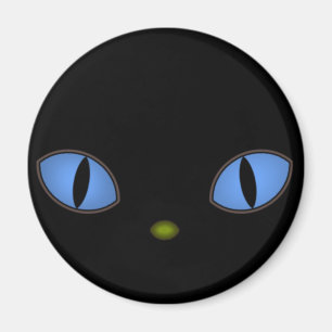 Schwarze Katze mit großen blauen Augen Magnet