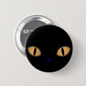 Schwarze Katze mit großen orangefarbenen Augen Button (Vorne & Hinten)