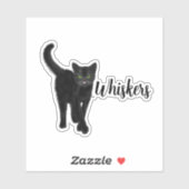 Schwarze Katze mit grünem Augen-Individuelle Name Aufkleber (Blatt)