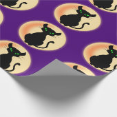 Schwarze Katze mit grünem Augenmuster Geschenkpapier (Ecke)
