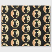 Schwarze Katze mit grünem Augenmuster Geschenkpapier (Flach)