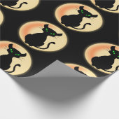 Schwarze Katze mit grünem Augenmuster Geschenkpapier (Ecke)