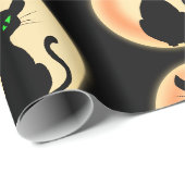 Schwarze Katze mit grünem Augenmuster Geschenkpapier (Rolleneckpunkt)