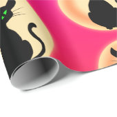 Schwarze Katze mit grünem Augenmuster Geschenkpapier (Rolleneckpunkt)