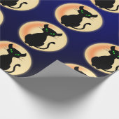 Schwarze Katze mit grünem Augenmuster Geschenkpapier (Ecke)