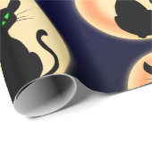 Schwarze Katze mit grünem Augenmuster Geschenkpapier (Rolleneckpunkt)