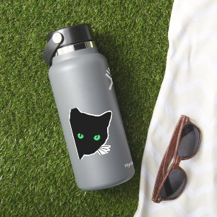 Schwarze Katze mit grünen Augen Aufkleber