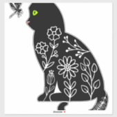 Schwarze Katze mit grünen Augen Aufkleber (Blatt)