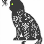 Schwarze Katze mit grünen Augen Aufkleber (Vorderseite)