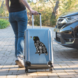 Schwarze Katze mit grünen Augen Aufkleber