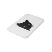 Schwarze Katze mit grünen Augen Badematte (Schrägansicht)