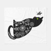Schwarze Katze mit grünen Augen Fleecedecke (Vorderseite (Horizontal))