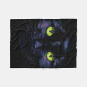 Schwarze Katze mit grünen Augen Fleecedecke (Vorderseite (Horizontal))