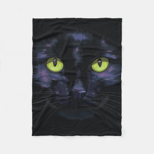 Schwarze Katze mit grünen Augen Fleecedecke (Vorderseite)