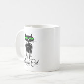Schwarze Katze mit grünen Augen Kaffeetasse (Vorderseite Links)