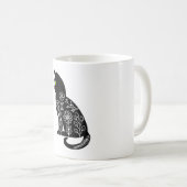 Schwarze Katze mit grünen Augen Kaffeetasse (VorderseiteRechts)