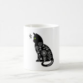 Schwarze Katze mit grünen Augen Kaffeetasse (Mittel)