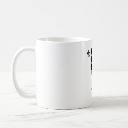 Schwarze Katze mit grünen Augen Kaffeetasse (Links)