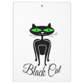 Schwarze Katze mit grünen Augen Klemmbrett (Rückseite)