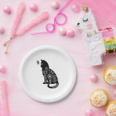 Schwarze Katze mit grünen Augen Pappteller (Party)