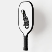 Schwarze Katze mit grünen Augen Pickleball Schläger (Links)