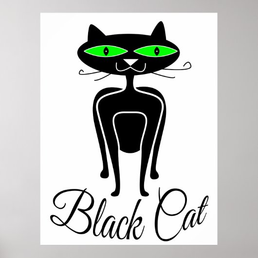 Schwarze Katze mit grünen Augen Poster (Vorne)